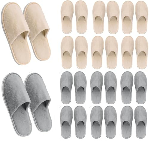 AQUEENLY House Slippers for Guests, Washable Spa Slippers Disposable Slippers for Guests, Hotel Slippers Guest Slippers for Shoeless Home, Non Slip Indoor Slippers Home Slippers for Women Men (12 Pack, US Footwear Size System, Adult, Women, Numeric Range, Medium, 6, 8.5)