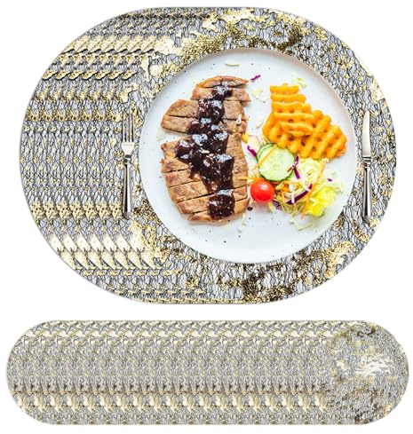 100 pezzi di tovagliette monouso, 33 cm di diametro, centrini rotondi in carta metallica con rivestimento in lamina pressata, per matrimoni, compleanni, feste, tavoli da pranzo