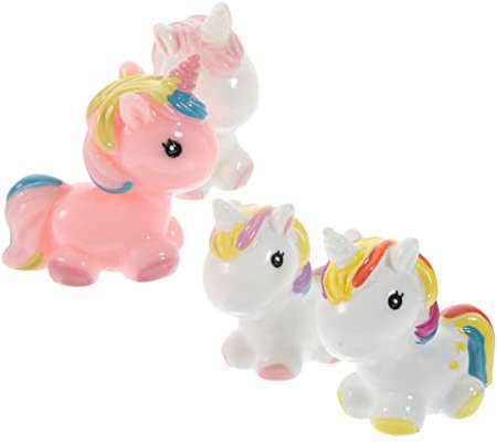 WHAMVOX 4stücke Miniatur Einhorn Figuren Aus Harz Süße Resin Einhörner Für Miniaturgärten Puppenhäuser Und Kuchendekorationen Farbenfroh Und Handbemalt Für Kreative Bastelprojekte