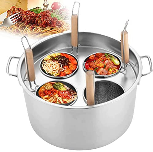 Pentola per La Pasta Cuocipasta 3/4/5 fori Cuocipasta Cuocipasta Utensile da cucina, Cuocipasta in acciaio inox con cestello scolapasta per cucina domestica Ristorante Utensile da cucina, 4