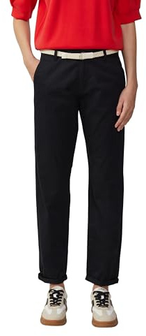 s.Oliver Chino med flätat bälte och garmentfärg, svart, 38