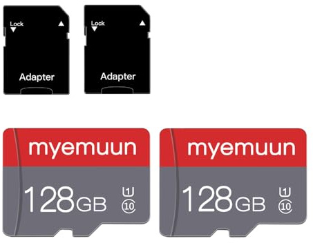 2 Pack 128 GB Micro Memory Card with Adapter, TF Memory Card Class 10, Mini Memory Card for Smartphone/Tablet/Camera/Personal Computer (128GB*2)