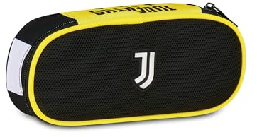 Seven Juventus Schulmäppchen Round Plus, schwarz, oval, mit Gummibändern und Tasche für Stifte, Bleistifte und Zubehör, Mittel- und Oberschule, Kinder, Fußball, schwarz, modern, Schwarz, Modisch