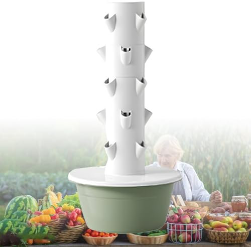 LADECNERHT Système de Culture Hydroponique Potager Vertical Tour Hydroponique Intelligent Timing Automatic Water Circulation Hydroponics Growing System Kit Tower with Pump,green-5-Layers