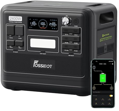 FOSSiBOT F2400 Tragbare Powerstation 2048Wh Solargenerator mit 2400W Ausgang, LiFePO4 Batterie Power srarion Schnellladung für Camping, Wohnmobil, Off-Grid