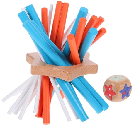 ibasenice Montessori Holzspiel Balance Stick Lernspiel Geduld Interaktives Familienspiel Farbige Holzstäbe Für Erwachsene