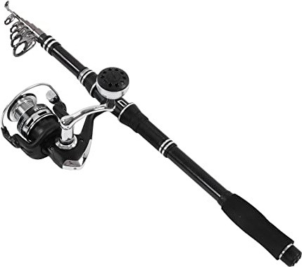 CHICIRIS Set Canna da Pesca Telescopica, Materiale in Carbonio, Lunghezza 250 Cm, Ideale per la Pesca in Acqua Dolce e Salata