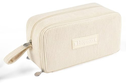 Federmäppchen Cord, Mäppchen 3 Fächer,Große Kapazität Federtaschen (Beige) | Federmappe aus Cord-Stoff mit 3 Fächern, Multifunktions-Etui für Schule, Büro, Schulmäppchen Pencil Case für Jungen, Mädchen