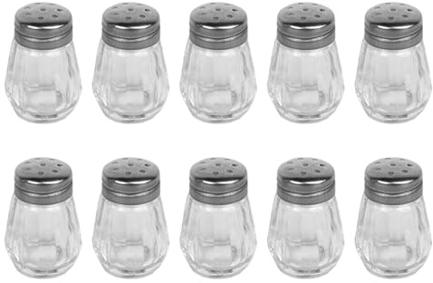 LALADEFIEE Set da 10 Pezzi Saliere in Vetro Mini Fori, Contenitori per Spezie per Barbecue e Campeggio, Spargipepe Compatti e Pratici per Cucina e Uso Esterno