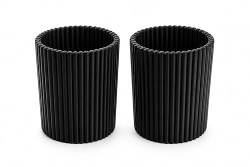CABU Runder Stiftehalter Schwarz, Stifthalter Stiftebox, Stiftebecher Stifte Halter für Büro/Schule, Pencil Holder Stifte Aufbewahrung – Modern Matt für Büro, Homeoffice & Kosmetik (2)