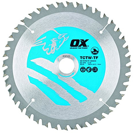OX träskärning tunn kerf cirkelsågblad 165/20 mm, 40 tänder ATB