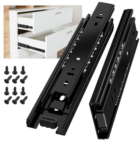 AOLISHENG Schubladenschienen Vollauszug 500mm Schwerlastauszug mit 45 kg Tragkraft für Küchenschränke und Möbel,Schwarz,1 Paar(2er Set)