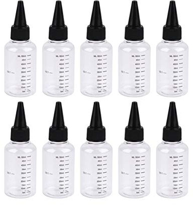 Healifty 10pcs Plastic Small Squeeze Bottles with Twist On Cap Lids for Sauce Condiments Dressing Paint Olive Oil BBQ 60ML