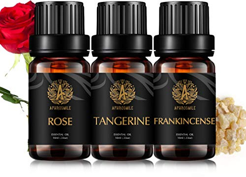 100% reine Mandarine ätherisches Öl Kit für Kerzenherstellung, Aromatherapie Weihrauch ätherisches Öl Set für Massage, 3X10ml Aromatherapie Rose ätherische Öle Set für Diffusor