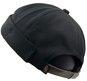 Docker Cap Hats for Mens and Womens, Skullcap Beanie Brimless Cap Rolled Cuff Retro Fashion Worker Sailor Cap with Adjustable Black-Leaves