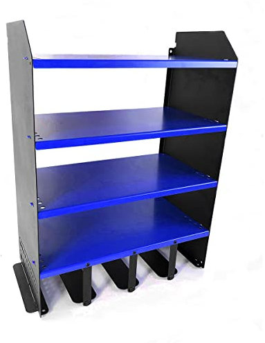 MegaMaxx Power Tools Storage Charging Station with 4 Tool Hanging Capacity and 4 Shelf - Wall Mount Toolbox Rack Cabinet for Home, Workshop, DIY Garage Hand Tools Organiser (Blue)
