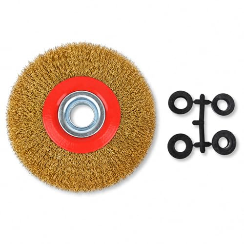 TopHomer 125mm Stahldrahtbürste Rund | 0,3mm Drahtstärke | Für Schleifbock, Winkelschleifer | Entrosten, Entgraten