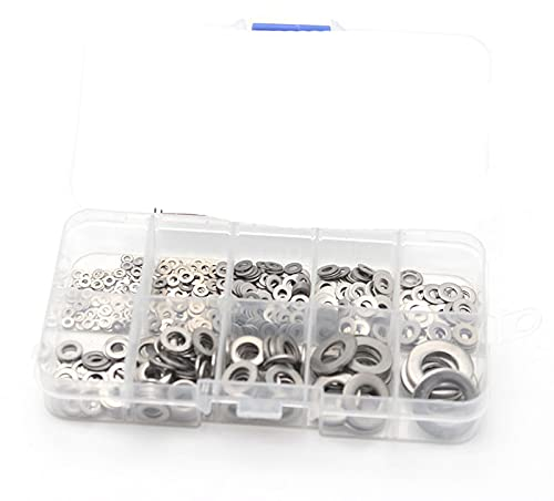 600Pcs / set DIN125 M1.6 M2 M2.5 M3 M3.5 M4 M5 M6 M8 M10 304 Edelstahl Unterlegscheibe Unterlegscheibe Dichtungen Sortimentssatz-600pcs I set