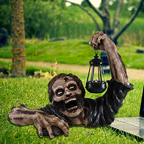 FUFRE Zombie Gnome Garden Figures, Halloween Zombie Lantern Resin Craft Decoration Garden Decoration Horror Statue