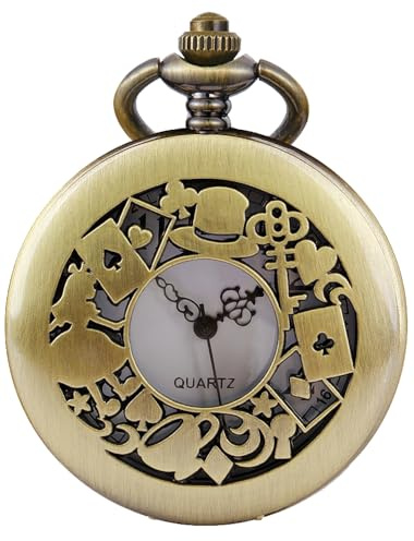 Tiong Engraved Hollow Pocket Watch Quartz Cosplay Birthday Best Gifts