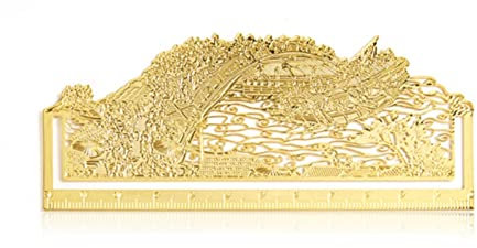 caihuashopping Lesezeichen Metall Lesezeichen Qingming Shanghe Karte Kreativen Lesezeichen Mineer Chinesischer Stil Student Geschenk Gold 12x5cm Buch Markierungen
