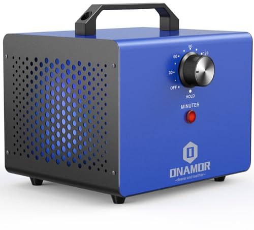 Generador de ozono 22000 mg/h - Máquina ionizadora de ozono y desodorante O3 para el hogar, sótano, humo y habitación de mascotas (azul)