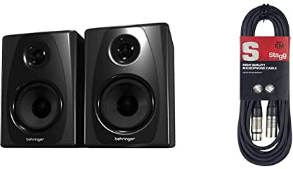 Behringer STUDIO 50USB High-Resolution, 150 Watt Bi-Amped Reference Studio Monitors with USB Input, Compatible with PC and Mac & Stagg SMC6 6 metre standard microphone cable