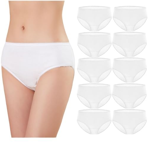 Hornice 10 Pezzi Slip USA e Getta Donna Cotone Morbida Monouso Mutandine Incinte Elastica Bianco per Mestruale Spa Ospedale maternità Viaggio Dopo Il Parto - Pacchetto Individuale