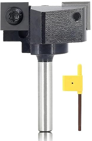 Sinoprotools Spoilboard Surfacing Router Bits 1/4 Shank,Planer Bits with 2pcs Indexable Inserts,1-1/2 Cut Dia. Slab Flattening & Rabbeting Flycutter Router Bit/Planing Bit (D=1-1/2,I=12mm,S=1/4)