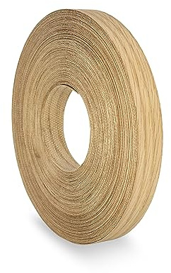 Red Oak Edging 19 mm x 7.5 m Pre Glued Adhesive Real Wood Veneer Edge Banding Tape Kitchen Cabinet Repair Worktop Laminate Shelf Table Door Cupboard Plywood Formica Chipboard Furniture Strip Wood Trim