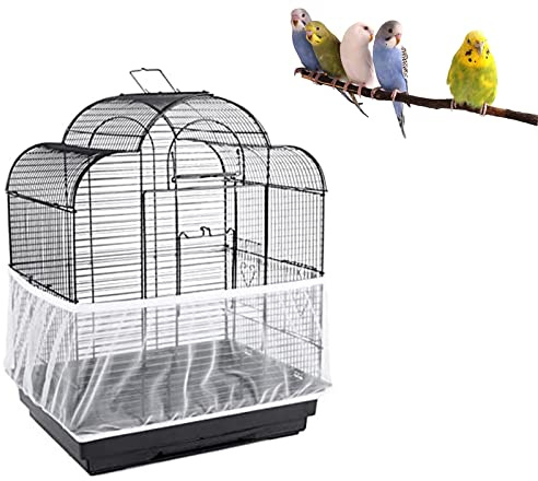 Kiuiom Vogelkäfig Abdeckung,Vogelkäfig Samenfänger,Schutznetz für Vogelkäfig,Mesh Seed Catcher Verstellbarer Umfang 88-166cm Papageien Nylonnetz für Rund Quadratisch Käfig Birds Parrot Pet