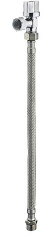 Kit WC flexible de 30 centímetros + Grifo en ángulo de 1/4 de vuelta cromado MF 3/8' QUICK PLOMBERIE