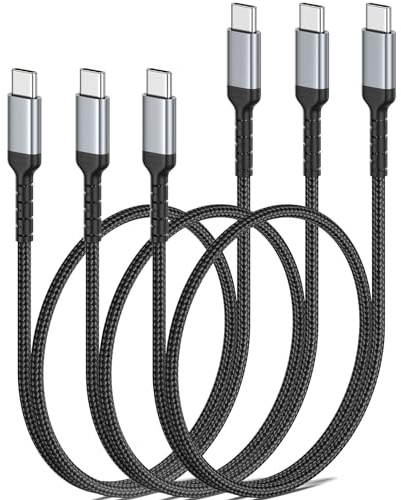 ULIFTUS Short USB C to USB C Cable, 50CM 3 Pack PD USB C Charger Cord | 60W, Nylon Braided, Power Delivery, 480Mbps Data Transfer, for Samsung Galaxy S26 S25 S24 S23 S22, iPhone 17 16