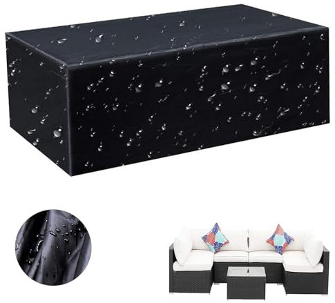 LSYALUCK Garden Furniture Covers, 250x250x90cm Garden Table Cover Protective Cover Garden Outdoor Furniture Set Cover Waterproof Windproof Anti-UV 420D Heavy Duty Oxford Garden Table Cover