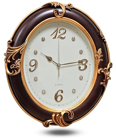 LEDSone Ovale Form, kleine Retro-Wanduhr, Vintage-Antik-Design, batteriebetrieben, geräuschlos, Dekoration, große Wanduhren für Küche, Schlafzimmer, Wanduhr (Brown)