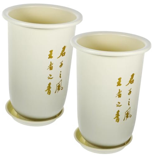 POPETPOP 2St Blumentopf hoher Blumenkübel Chinesische blumenbank Blumentöpfe Vase Phyto Blumenpflanzer Pflanzkübel für den Kindergarten Orchidee schmücken Bonsaischale Harz