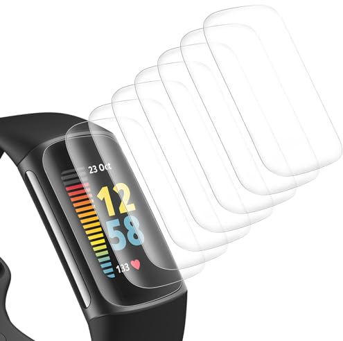 Tuocal 8 Pack Screen Protector Compatible with Fitbit Charge 6 / 5, Soft TPU Full Coverage, Anti Bubble, Fingerprint Sensor Support