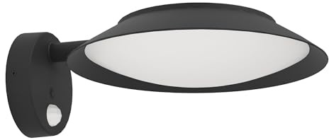 Eglo Applique murale extérieure LED Cerrisi, lampe solaire avec détecteur | de mouvement, éclairage mural d'extérieur en plastique noir, IP44