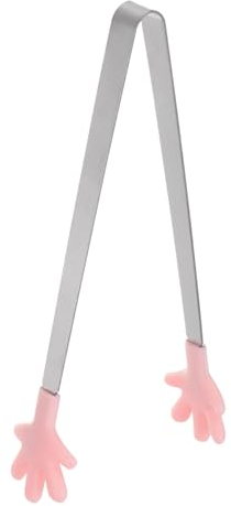 sourcing map Mini Food Tongs 5.67 Hand Shape Stainless Steel with Silicon Tips Small Cooking Tongs Kitchen Food Tongs Serving Tongs for Cooking Grilling BBQ Barbecue Kitchen, Pink