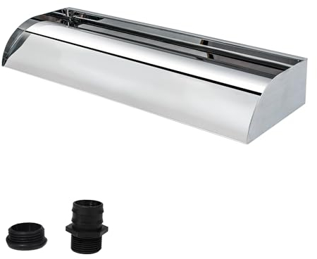 E-ANG.W Edelstahl Wasserfall,Teich Wasserfall mit Breiter Auslauf Gebogener Plattform,Wasserspiel Wasserfall Brunnen für Gartenteich,Terrassen,Schwimmbäder und Wasserwand(45cm)