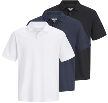 Jack & Jones Jjebasic Polo Ss 3Pk Mp Noos, marinblå blazer, L