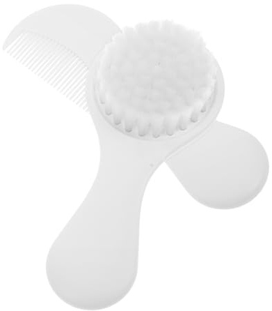 ifundom 2pcs Baby Brush and Comb Set for Newborns and Toddlers, Gentle Scalp Massage, Soft Plastic Grooming Kit for Hair Care, White