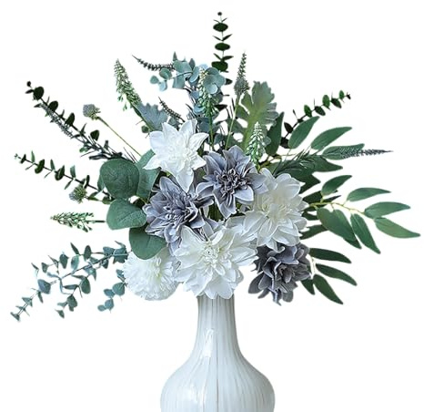 Marooma Fleurs Artificielles en Soie de Dahlia, 42 Cm, Bouquets de Fleurs Artificielles en Soie Bleues, Tiges de Fleurs de Dahlia Artificielles pour Centres de Table, Arrangements