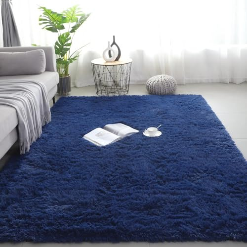 Tappeti Scendiletto Camera da Letto, Tappetino Camera da Letto, Tappeto Rosa, Tappeto Camera Ragazza, Tappeto Camera da Letto Moderno per Soggiorno, Camera da Letto, Comodino, Divano(Dark blue,60x120