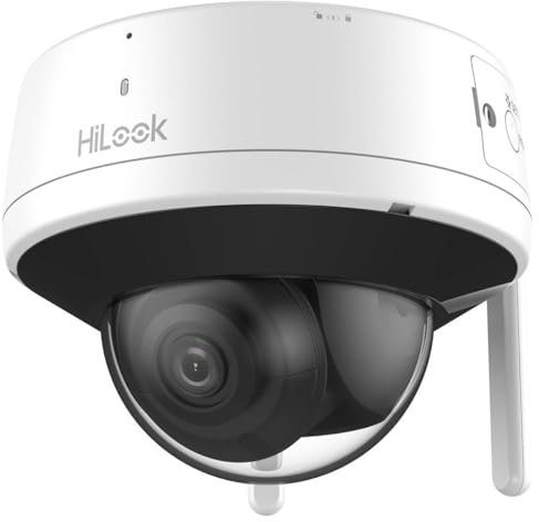HiLook by Hikvision - Cámara Exterior Wi-Fi 4MP 2560×1440 con visión Nocturna hasta 30 m, Resistente a la Intemperie (IP66), Ranura para Tarjeta SD, Control por App, Uso Exterior Visible