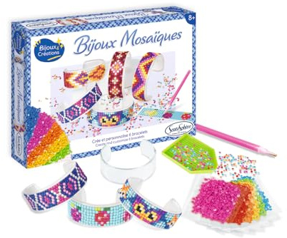Sentosphère Mosaik Schmuck - Kreativset für Kinder ab 8 Jahren - Erstellt 6 Armbänder aus Plexiglas mit Minimosaiken und Decklack - 80005