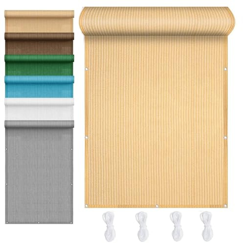 Sonnensegel Atmungsaktiv 160 x 600 cm HDPE Wetterbeständig Atmungsaktiv Beschattung für Terrassenüberdachung für Außenbereich, Garten, Creme Farben