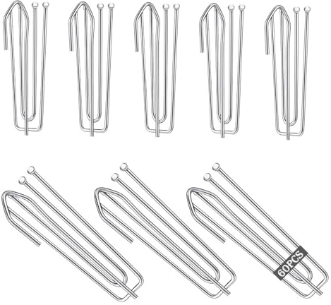 60 ganci per tende in acciaio inox, ganci per tende con 4 denti, ganci per tende pesanti e pieghe