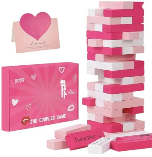 Lust Tower Game- 54 pezzi Super Naughty Block Tower Tower per coppie adulti, San Valentino Tumbling coppia giochi, blocchi impilabili torre