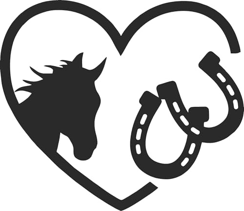 Skins4u Autoaufkleber Wandtattoo Pferd Herz Hufeisen Wunschtext Wunschname optional Autosticker, Anhänger, Türen Möbel Wände, verschiedene Größen individuell selbst gestalten (Pferd mit Herz)